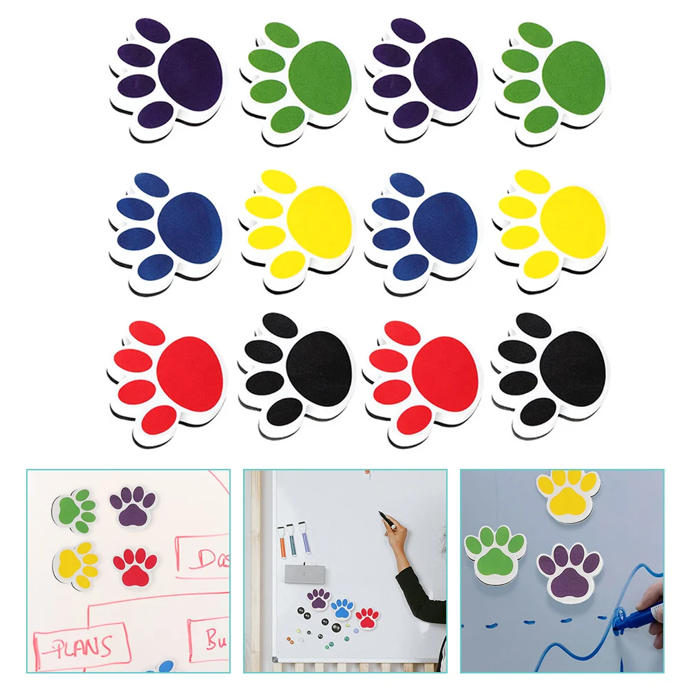 

12Pcs White Board Eraser Cartoon Cat Claw Modeling Whiteboard Eraser Reusable Whiteboard Wipe