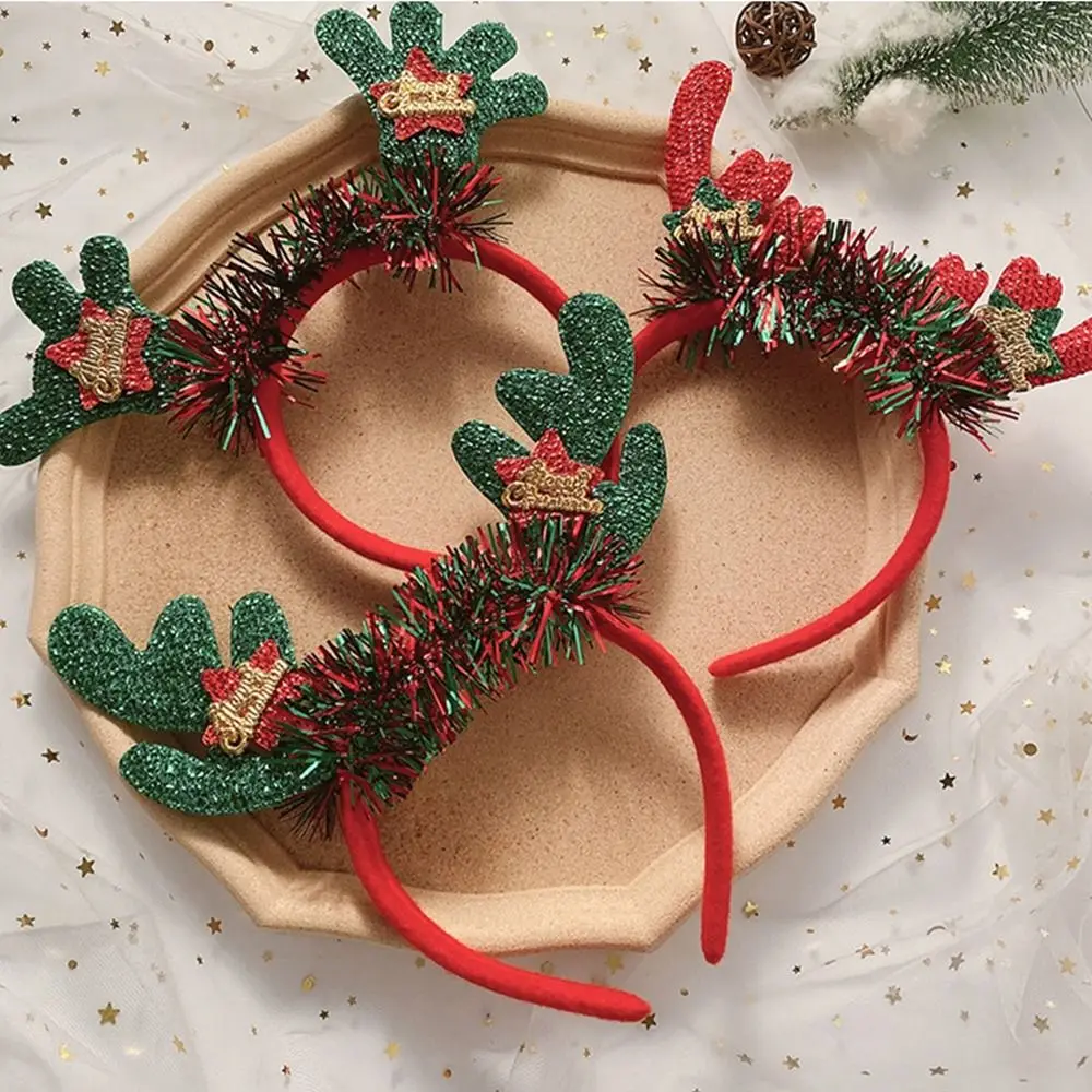 Cute Party Dress Up Reindeer Santa Elk Christmas Hat Christmas Decoration Antlers Headband Female Hair Hoop Christmas Headband