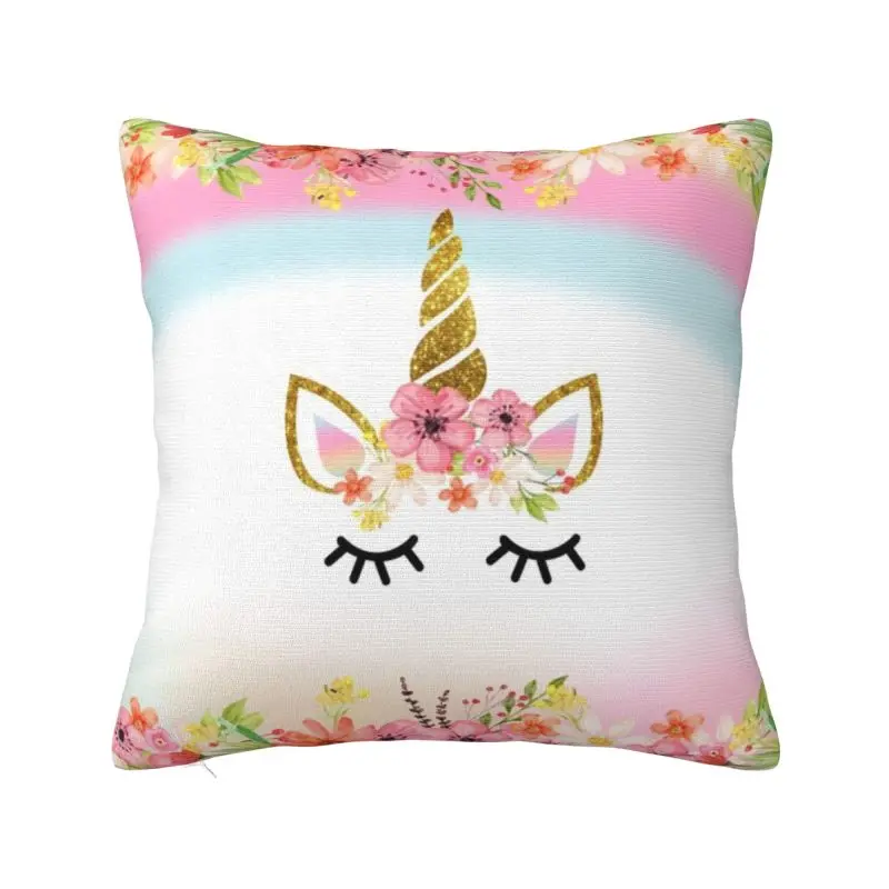 

Cartoon Rainbow Unicorn Square Pillow Cover Home Decor Cushion Cover Throw Pillow for Sofa Double-sided Printing