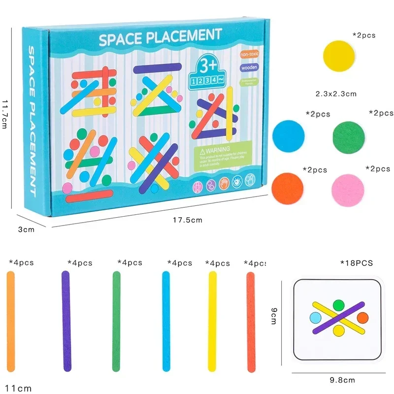 Kids Montessori Toys Rainbow Stick Puzzle Sensory Logical Thinking Challenge Table Games Children Early Educational Wooden Toys 6