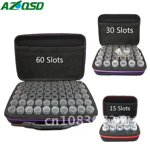 

AZQSD Diamond Embroidery Bead Storage Bottle Multi-function Handbag 15/30/60 Slots Diamond Painting Accessories Tools Kits