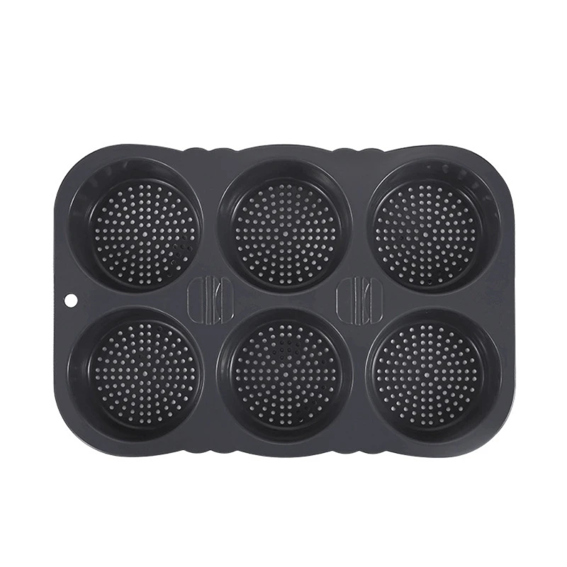

6-Cup Hamburger Bun Pans for Air Fryer Toaster Oven Flexible Nonstick Bread Mold