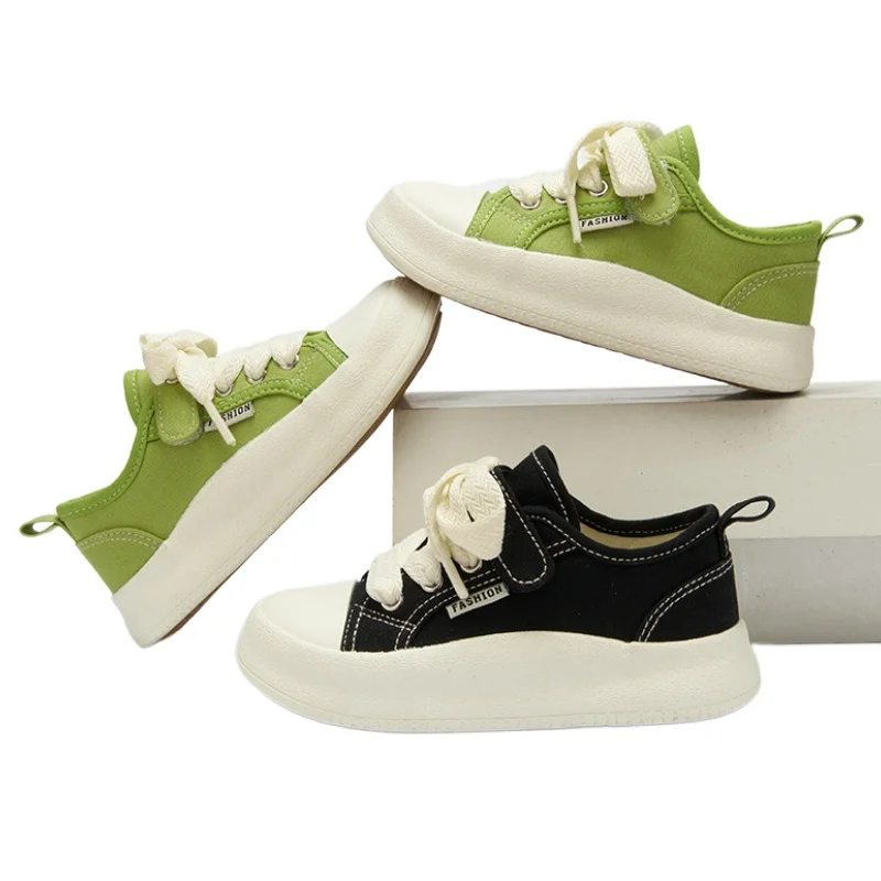 

Children's Solid Canvas Casual Shoes Baby Girls Kids Boys Lace Up Rubber Bottom Outdoor Sports Running Sneakers