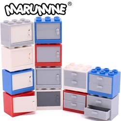 Marumine 5PCS MOC Brick Cupboard Container 2x3x2 Cabinets Compatible 92410 4532 4533 4536 Building Blocks Mini Furniture Parts