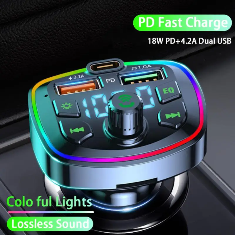 2022 Car Bluetooth 5.0 Charger Fm Transmitter Pd Typec Dual Usb 4.2a