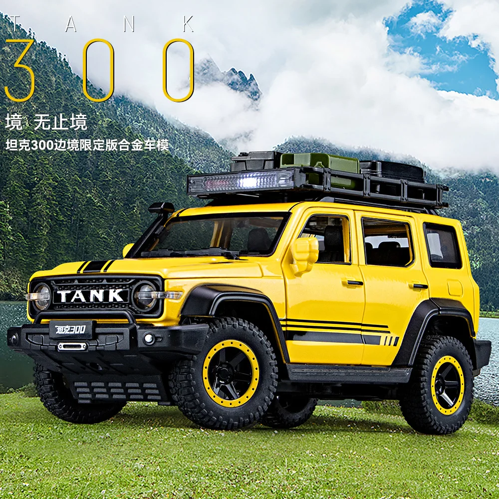 

1:24 Tank 300 Border Edition Off-road vehicle Diecast Metal Alloy Model car Sound Light Pull Back Collection Kids Toy Gifts