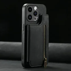 Zipper Leather Wallet Phone Case with Card Holder for Redmi Note 12 Turbo (Black)