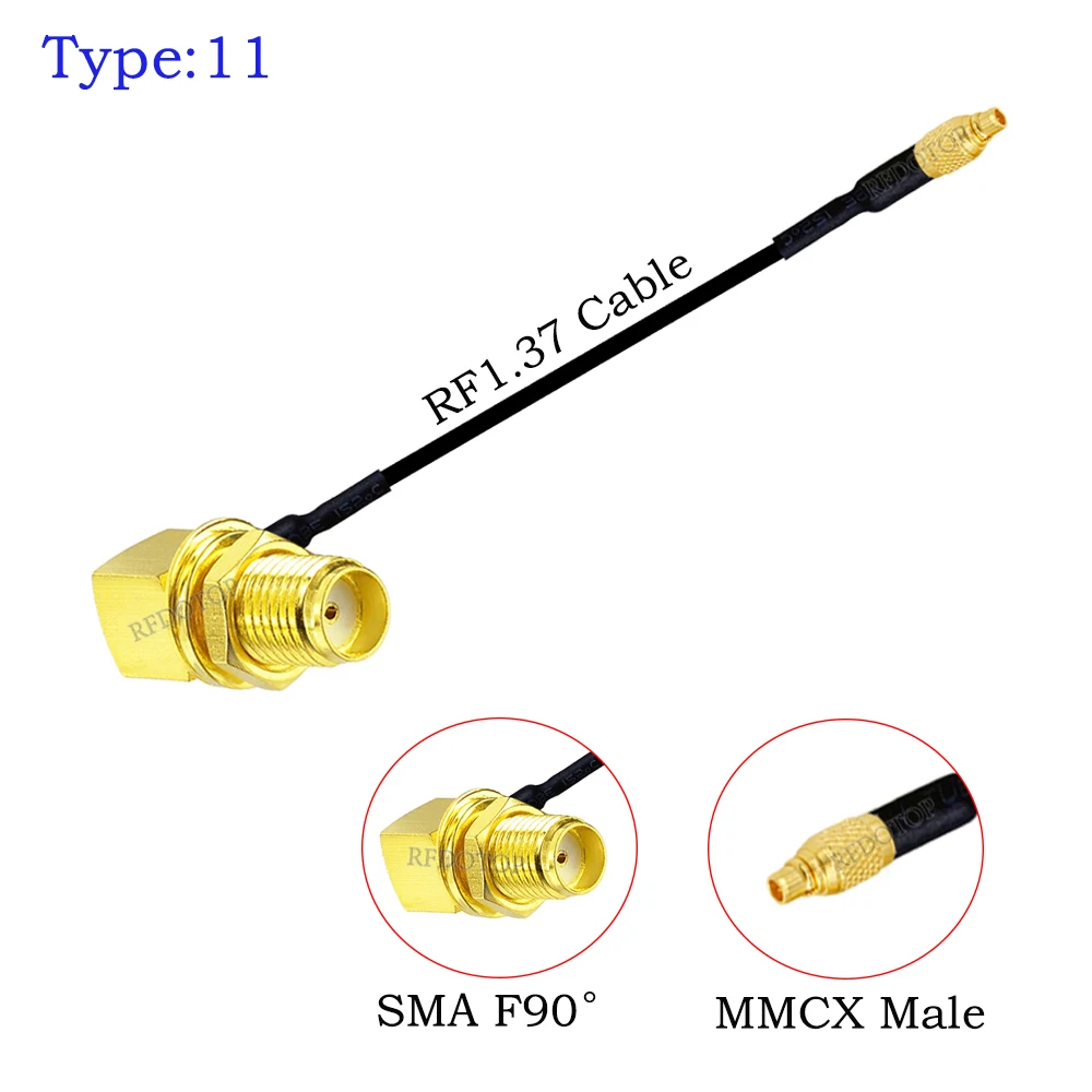 Câble adaptateur RP-SMA Mâle vers MMCX 90° pour FPV VTX Antenne
