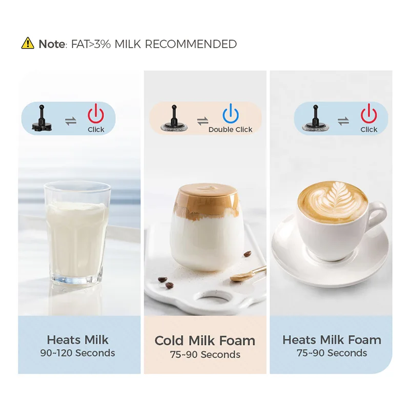 Cafelffe Cold/Hot milk frother electric coffee foam maker automatic Milk Warmer Cool Stirring Frothing Foamer Chocolate Mixer 3