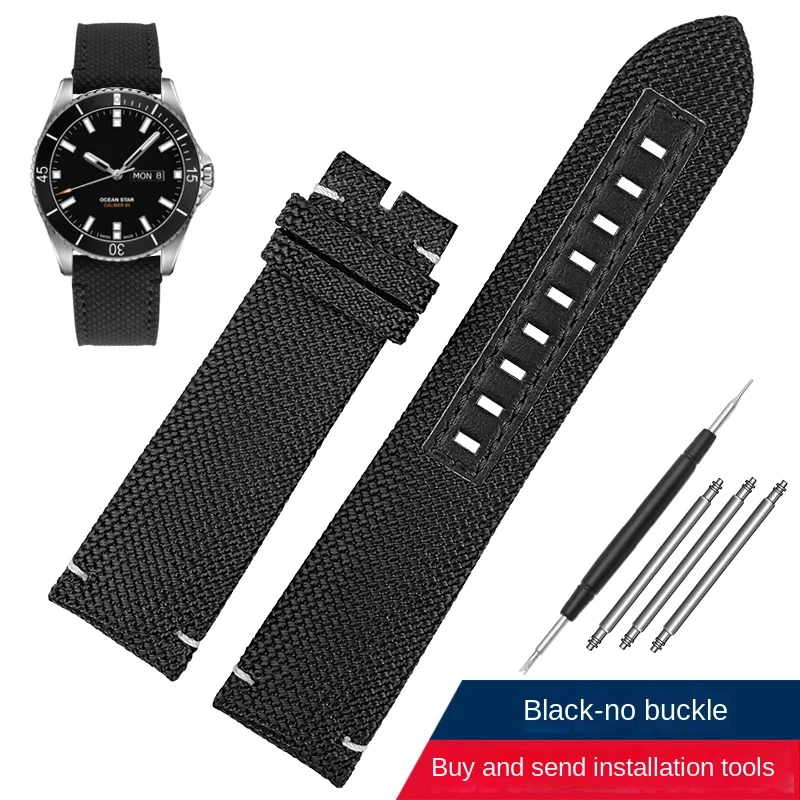 Premium Nylon Men's Watchband - Canvas Leather Strap 22mm