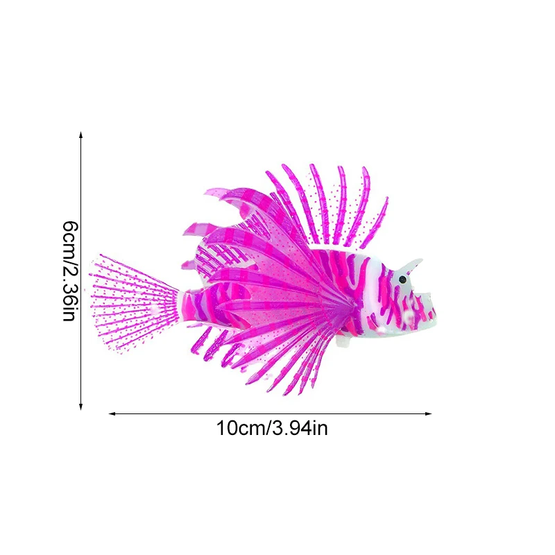 1pcs Artificial Luminous Lionfish Fish Silicone Fake Fish Floating Glow In Dark Aquarium Tank Landscape Ornament Home Decoraton