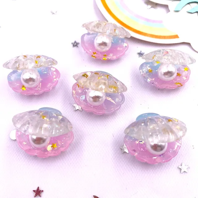 10 db Csillogó Színes Gyanta 3D -S Nyitott Gyöngyhéjú Lapos Cabochon Scrapbook Diy Kiegészítő Otthoni Dekoráció Figurák Kézműves Om136 - Image 5