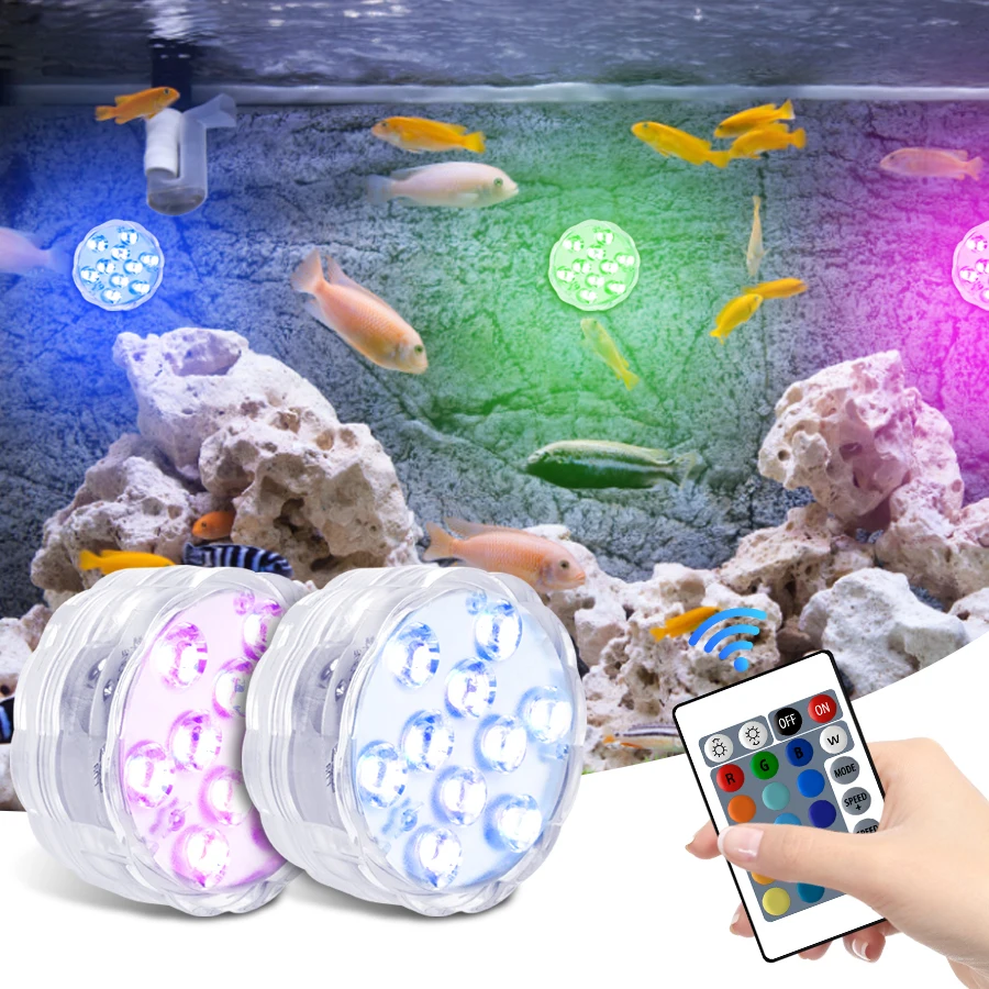 Pool Lights Underwater Lamp 10 Led Rgb Remote Controlled Waterproof