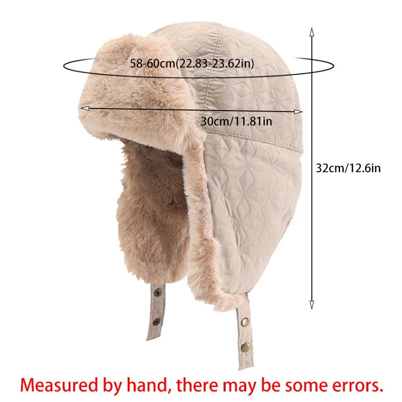 Winter Warm Faux Fur Bomber Hats Outdoor Riding Ear Protection Ski Hat For Women Men Solid Color Thicken Plush Earflap Caps