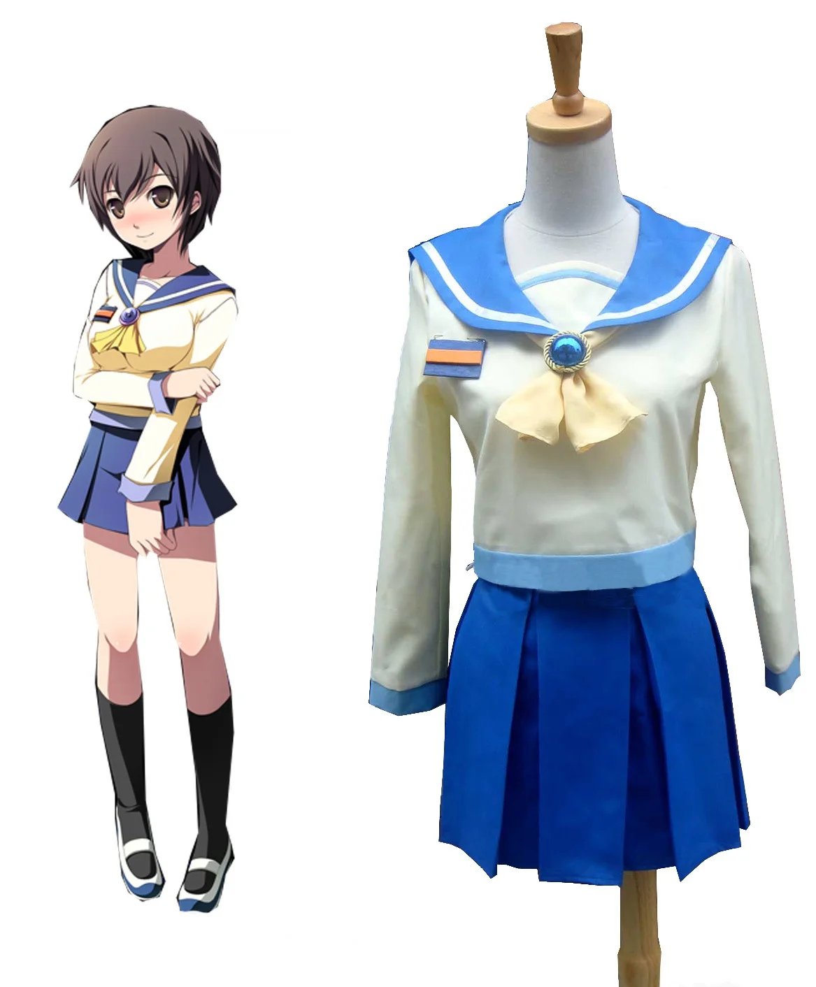 

Unisex Anime Cos Corpse Party Naomi Nakashima Cosplay Costumes Outfit Halloween Christmas Uniform Custom Size