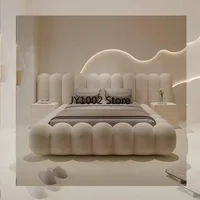 Meubles de chambre à coucher sur mesure, lits rembourrés en tissu, lits modernes de luxe, taille king, taille queen, lits doubles, cadres de lit en bois 5