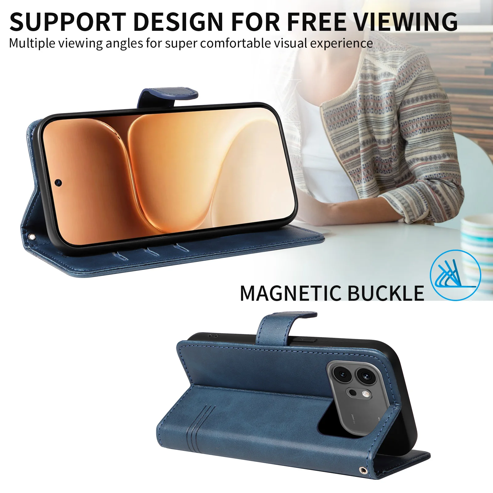 Deluxe Leather Wallet Phone Case with Flip Card Slot Holder Cover