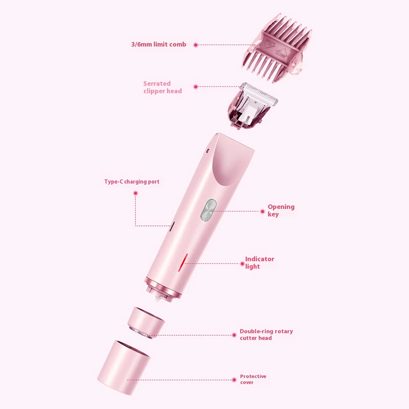 Double-headed Bikini Women's Hair Removal Tool, Women's Eyebrow Trimmer, USB Charging, Can Be Given as a Gift