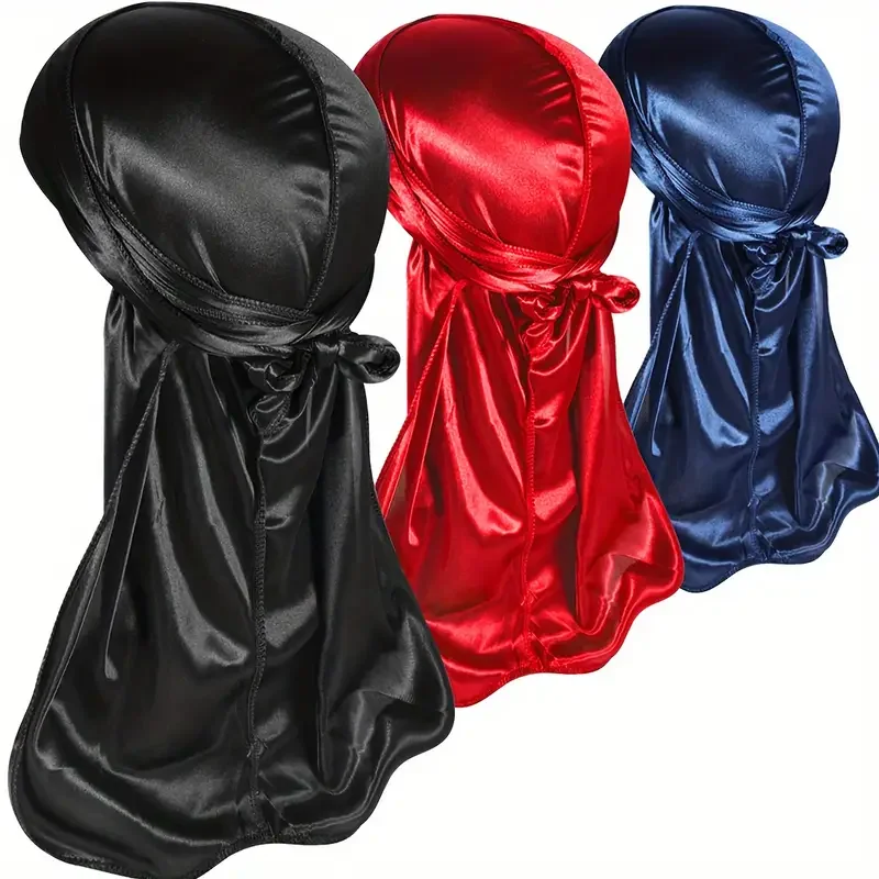 Durag Silky Durags Pack For Men 360 Waves Men'S Bandana Satin Durag 3pcs/Set