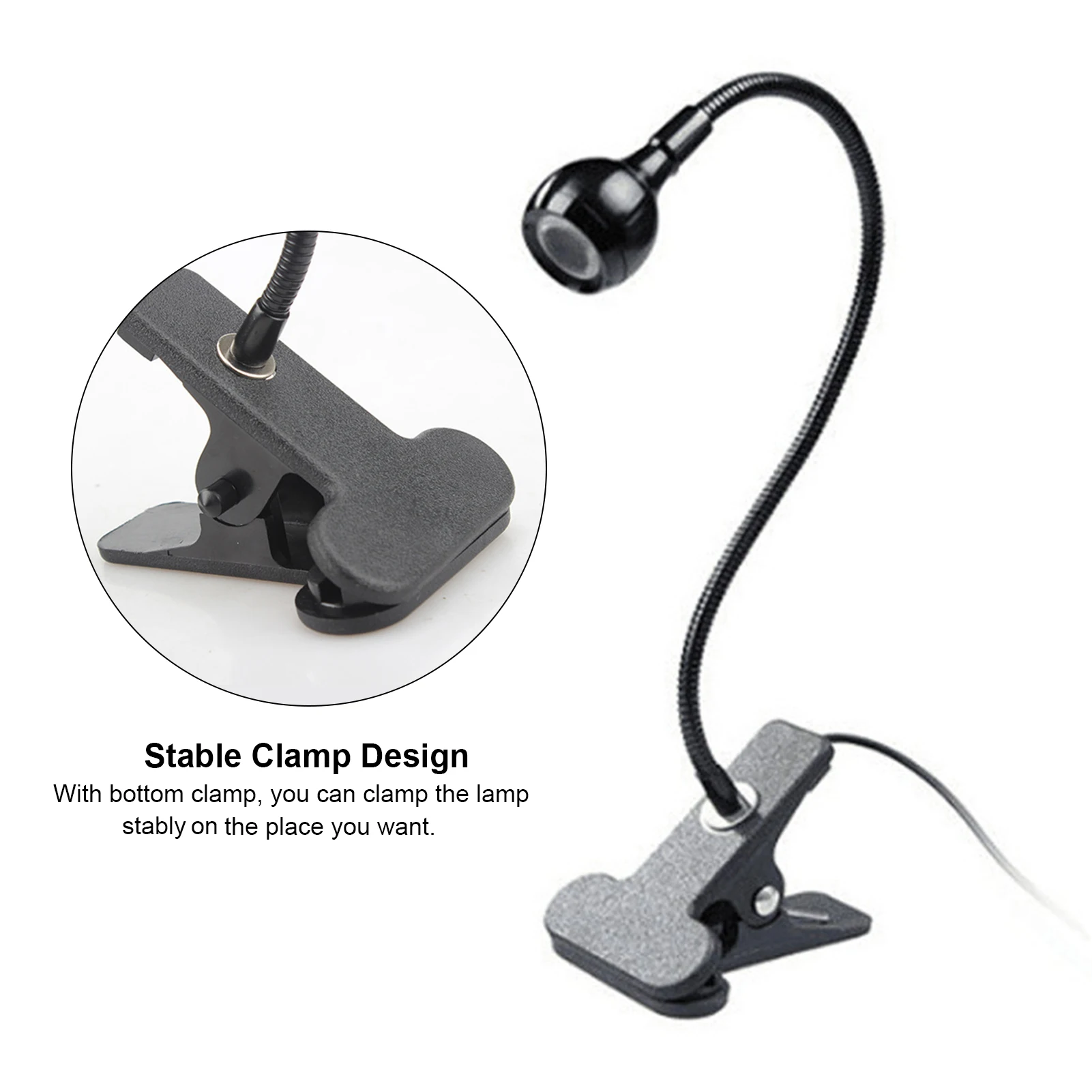3W 395NM Nail Glue Curing Lamp Portable LEDs Desk Light Flexible Goose Neck Ultraviolet Lamp with Clamp & Switch for Nail Glue