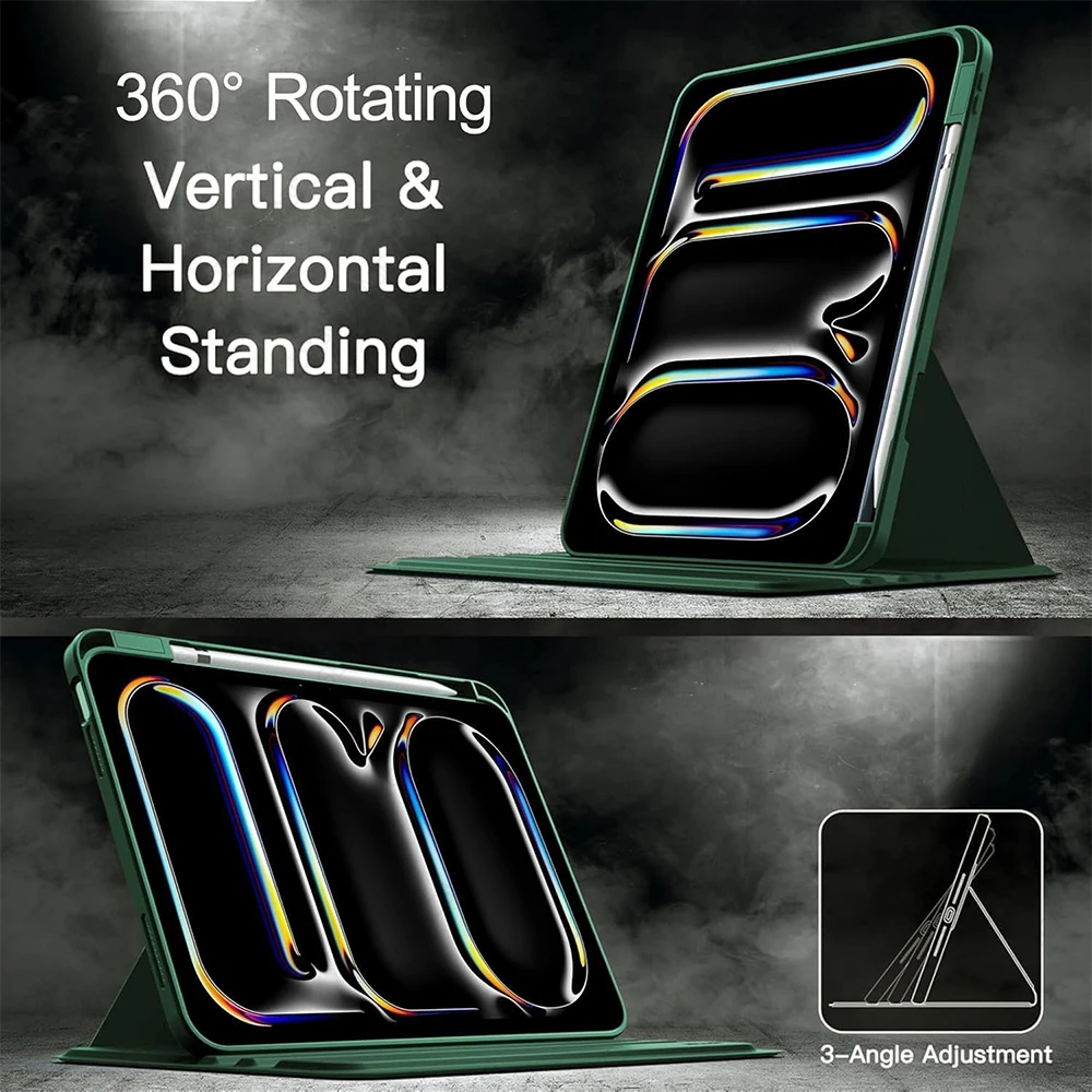 Versatile 360° Rotating iPad Pro Trifold Stand Case with Pencil Holder and Auto Wake/Sleep Function