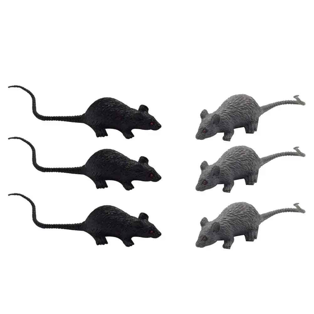 6Pcs 현실적인 테러 미니 마우스 블랙 그레이 작은 가짜 마우스 장난 할로윈 파티 농담 공포 재미 할로윈 농담 장난 모델