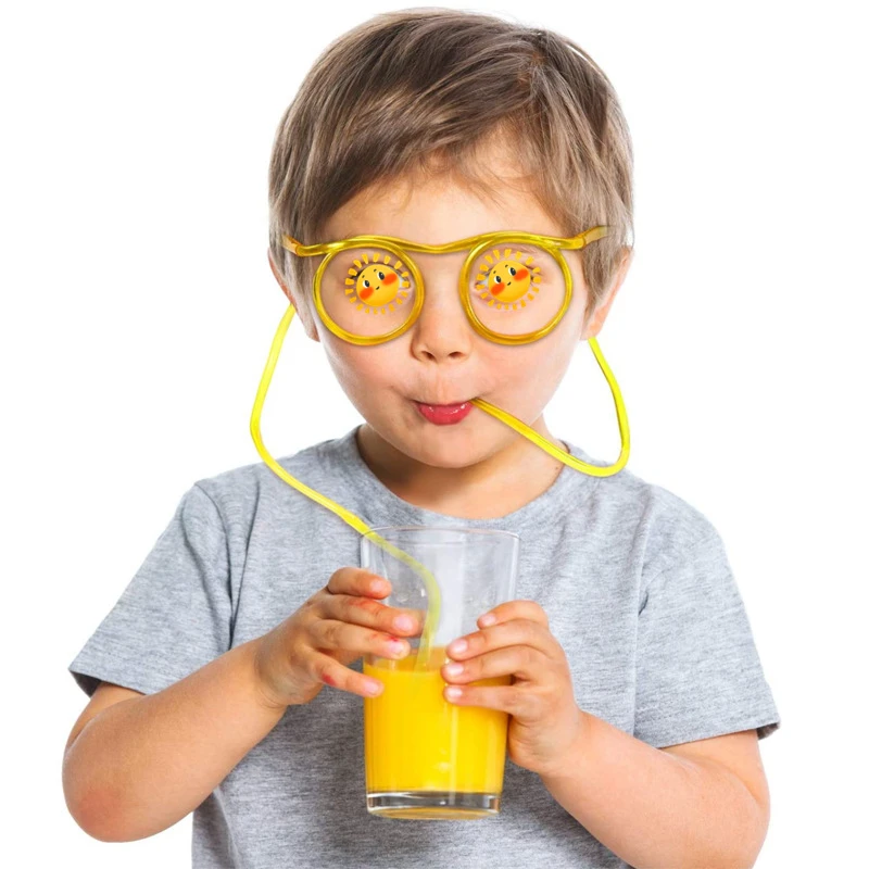 Straw Glasses Funny Soft PVC Glasses Drinking Straws Kids Party
