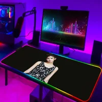 1pc Kpop Beautiful Girl Somi XXL RGB Gaming Mouse Pads HD Black Gamer Accessories Large LED 1