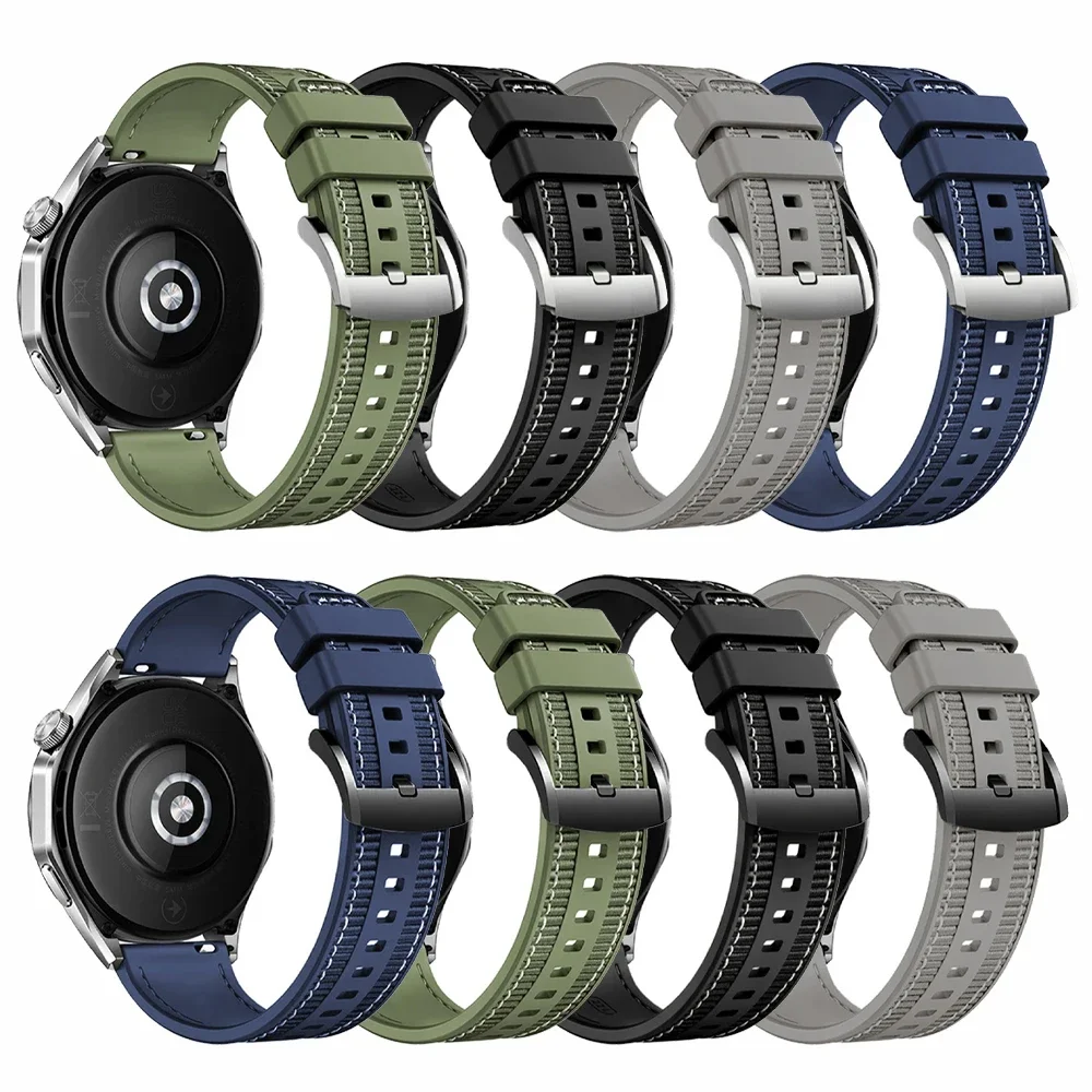 Versatile Nylon Silicone Watch Band, 22mm, Unisex Style