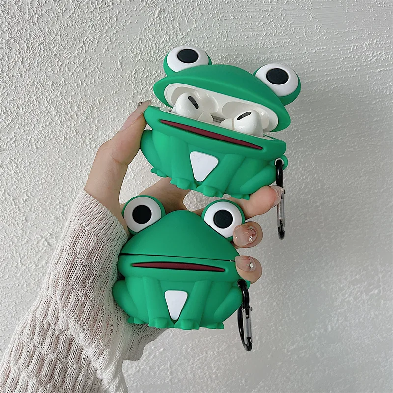 

3D Cute Frog Silicone Case for AirPods Pro2 Airpod Pro 1 2 3 Bluetooth Earbuds Charging Box Protective Earphone Case Cover