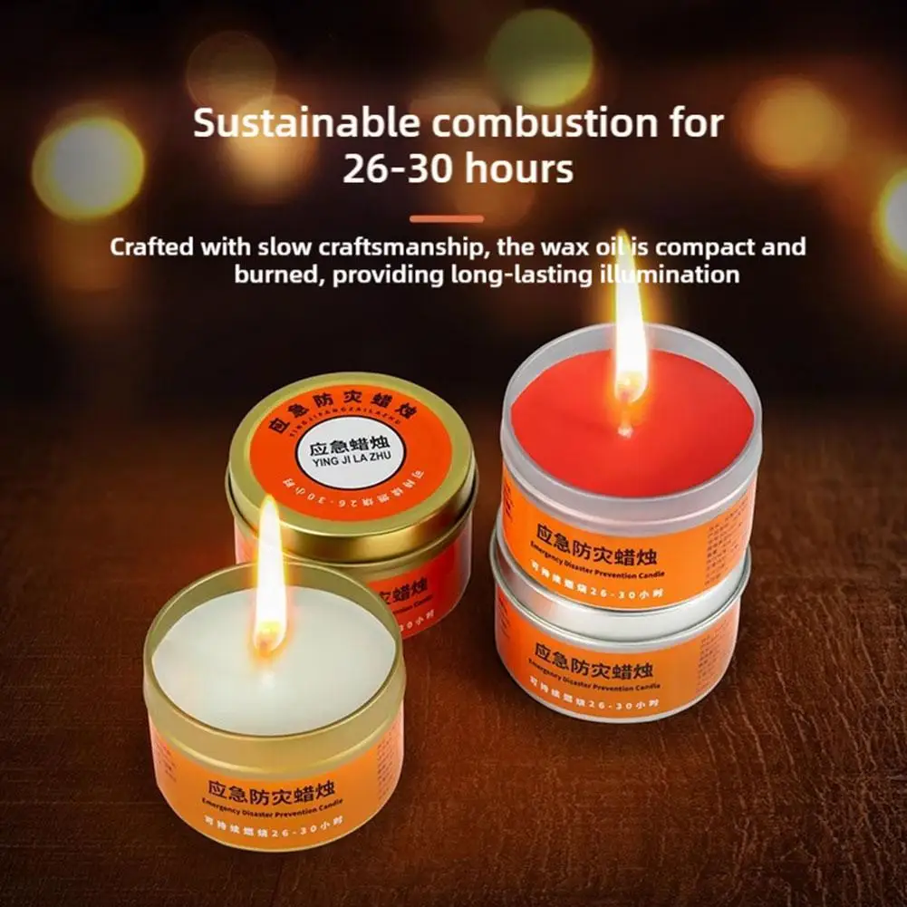 Emergency Disaster Candles 30 Hour Tea Light Flat Container Windproof Long Burning Food Warmer Tea Light Candle Home