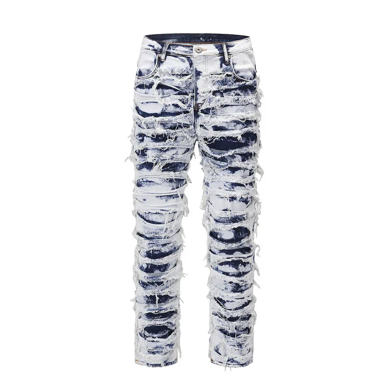 

2023 Spring and Autumn New Vintage Destroy Wash Mens Jeans Blue Moustache Effect Mens Pants Ripped Jeans for Men Drop Shipping