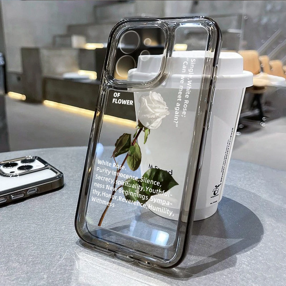 Custodia Per Iphone 11 Pro Max Tpu Cover Iphone 12 14 13 15 Pro Max X Xr Xs Max 7 8 Plus Se 2020 14 Plus White Rose Silicone Coque