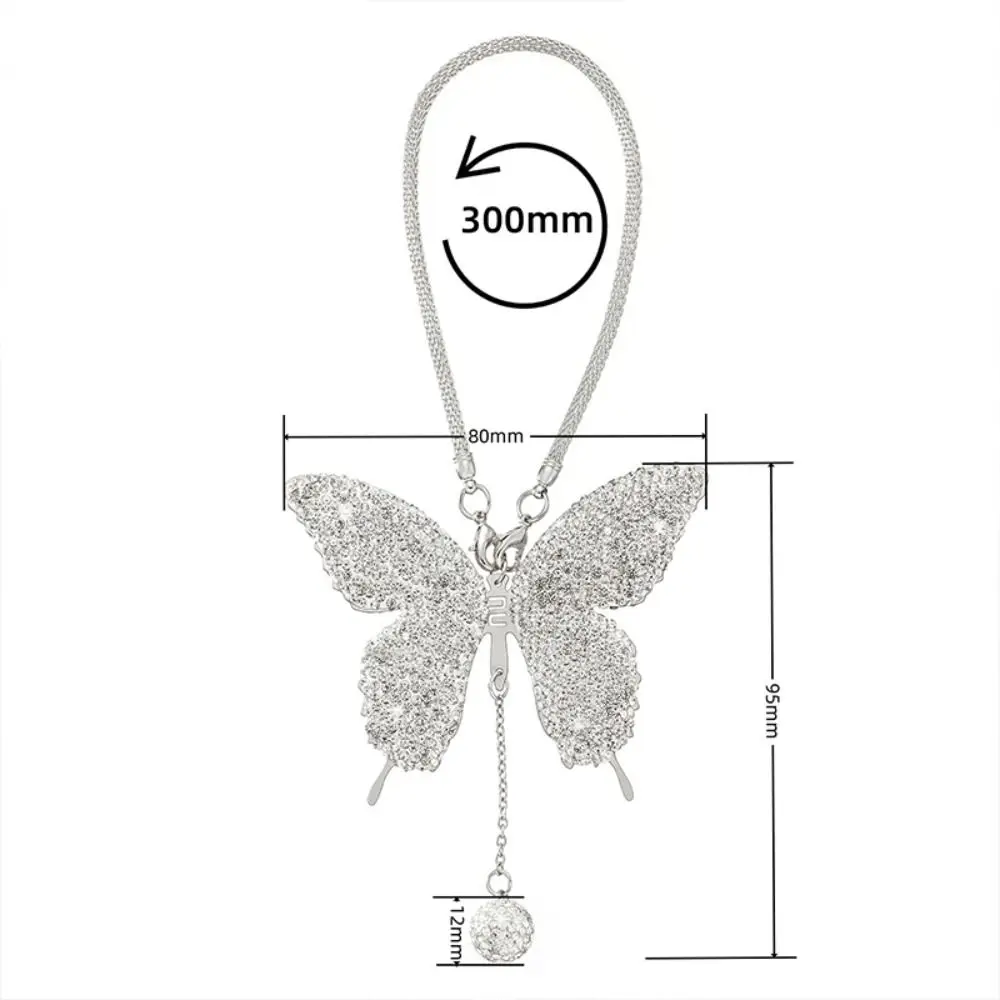Pink Bling Butterfly Pendant Car Rearview Mirror Hangings Charms Bag Pendant Women Girl Gift Ornaments Auto Interior Decoration