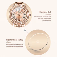 Montre OLEVS 9943 originale avec diamants pour femmes, montre-bracelet élégante en acier inoxydable, étanche, à quartz, montres de mode pour femmes 4