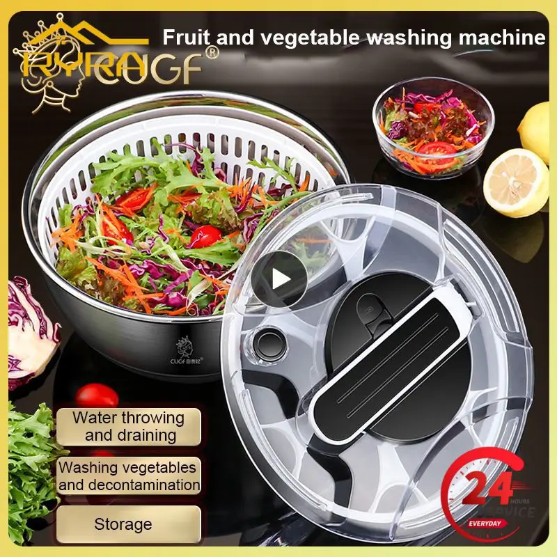 

Vegetable Dryer Stainless Steel Fruit Salad Drainer Spinner Vegetables Crisper Strainer Centrifuge Kitchen Accesosries