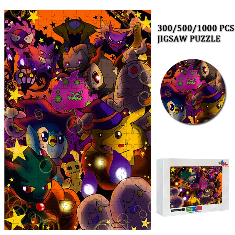 

300/500/1000 pcs Pokemon Pikachu Jigsaw Puzzles Toys Cartoon Educational Puzzle Toy For Kids/Adult Birthday Pressure Relief Gift