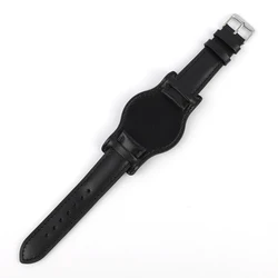 Retro Handmade Genuine Leather Watch Strap in Matte Brown Coffee - 21mm (Black)