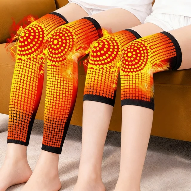 2PCS Wormwood Self Heating Knee Sleeve Warmer Knee Pad Women Men Older Arthritis Joint Pain Relief & Tendonitis Injury Recovery 1