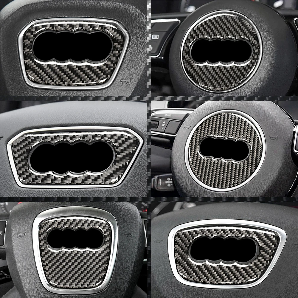 For Audi A1 A3 A4 A5 A6 A7 Q3 A6 C7 Q5 A8 Q7 B6 Car Steering Wheel Carbon Fiber Cover Adhesive Frame Accessories