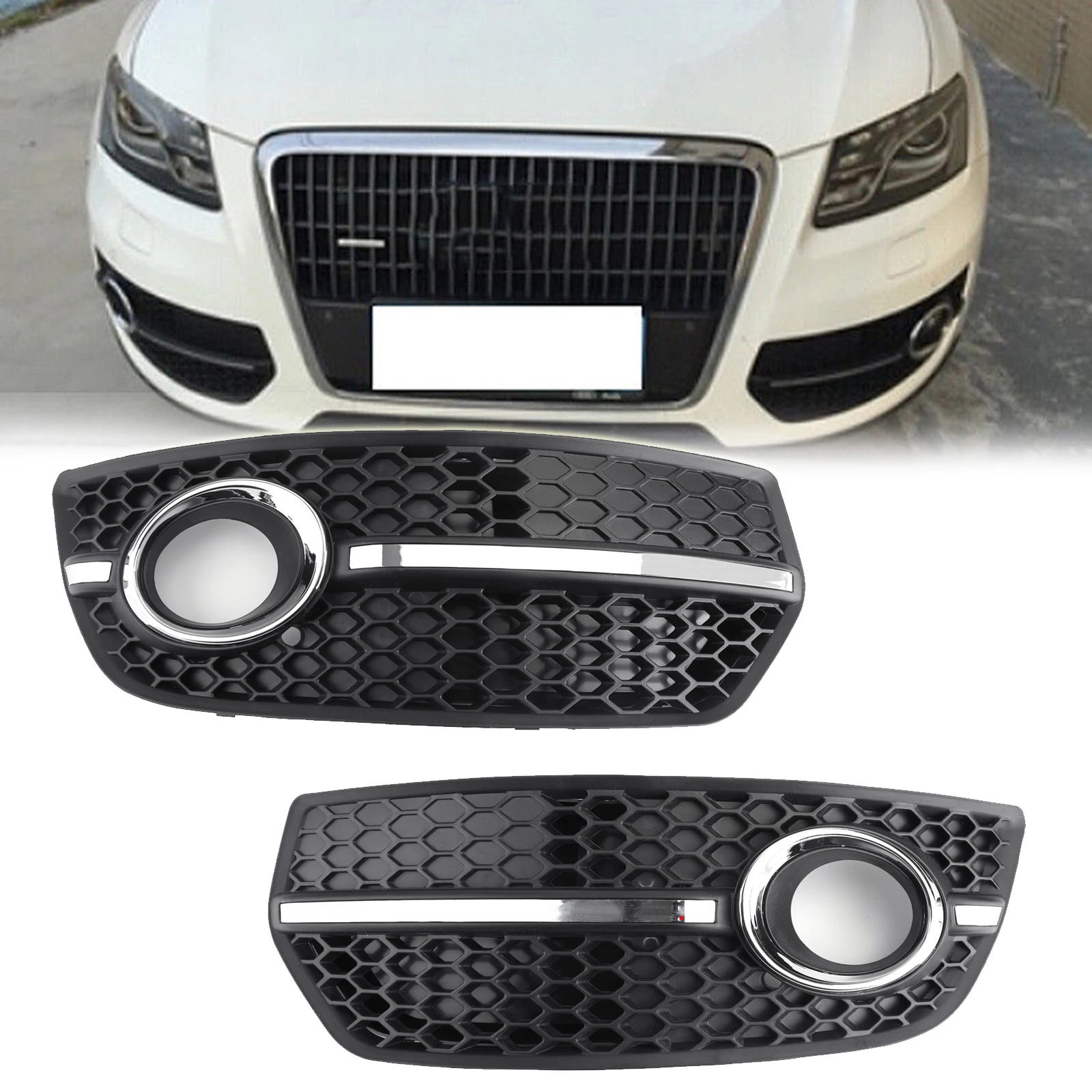 Left/Right Front Bumper Grill Fog Light Lamp Covers Trim for Audi Q5