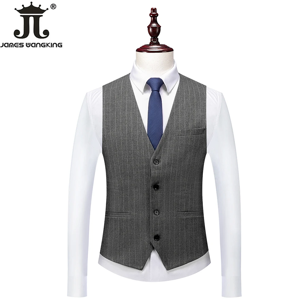 ( Jacket + Vest + Pants ) Luxury Boutique Striped Men's Formal Casual Business Office Suit Groom's Wedding Dress Plaid Suits mens suit