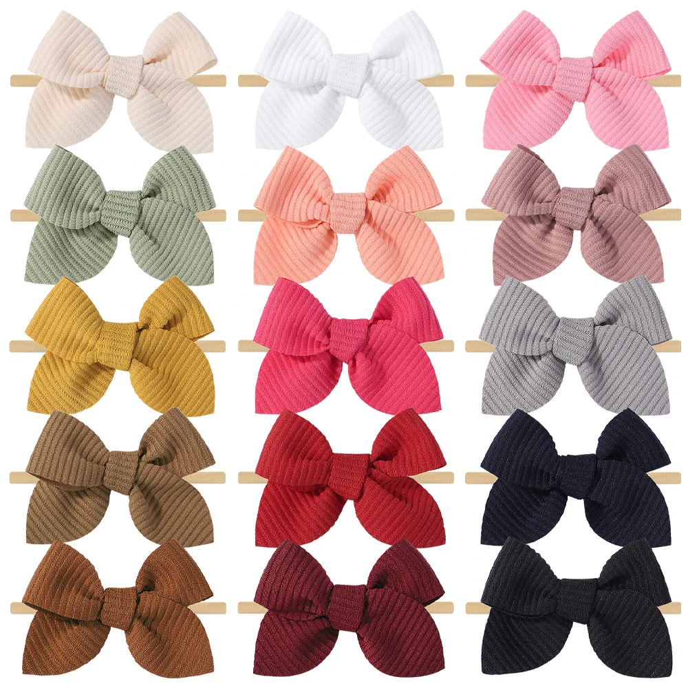 1Pc Fabric Bow Headband for Girl Ribbon Hair Bow Newborn Infants Toddlers Elastic Hair Band for Baby Hair Accessories Wholesale