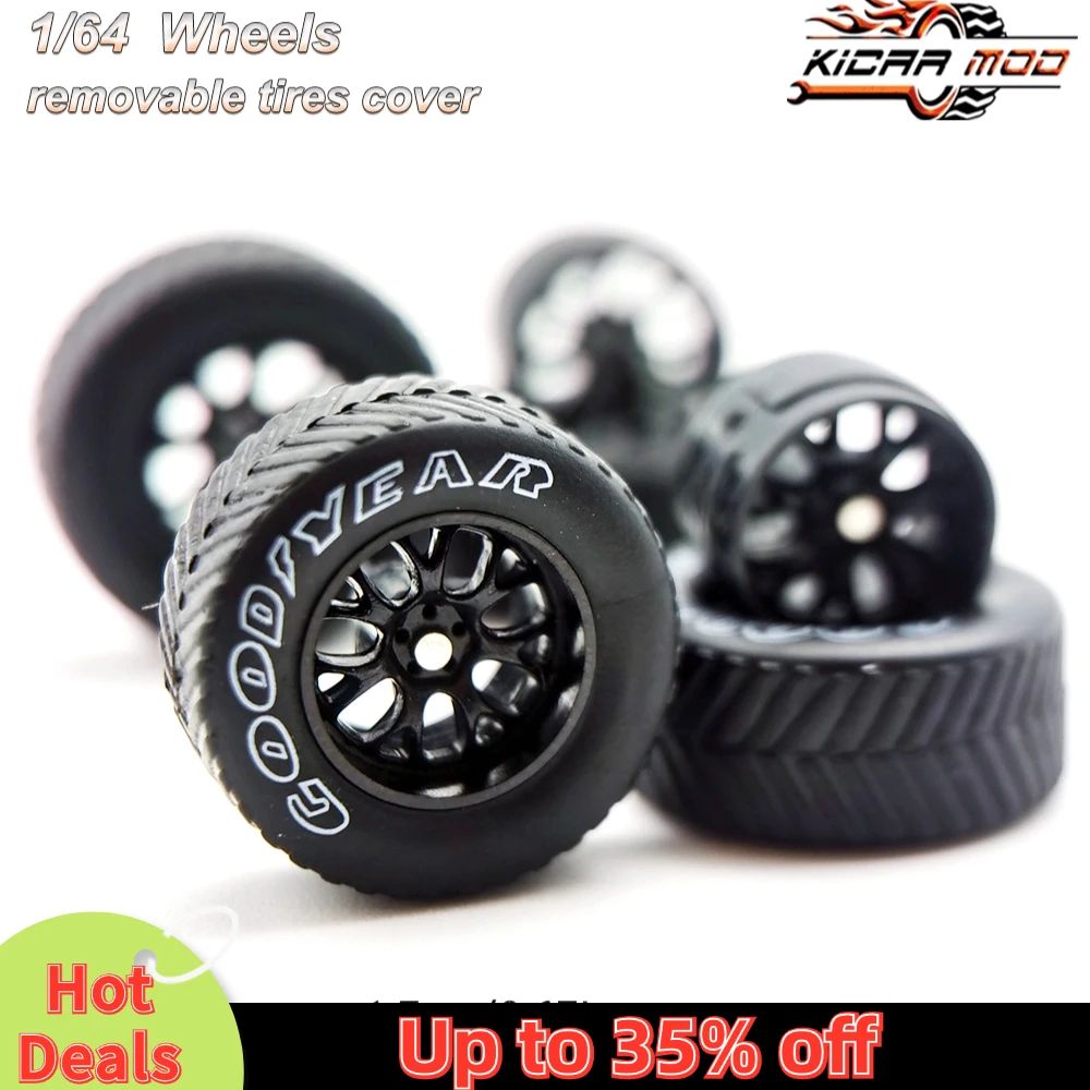 1/64 Model Car Wheels with Rubber All Terrain Tires BBS LM-R Refitting Parts for Off-road Vehicle HotWheels D: 17mm 1 Set 3