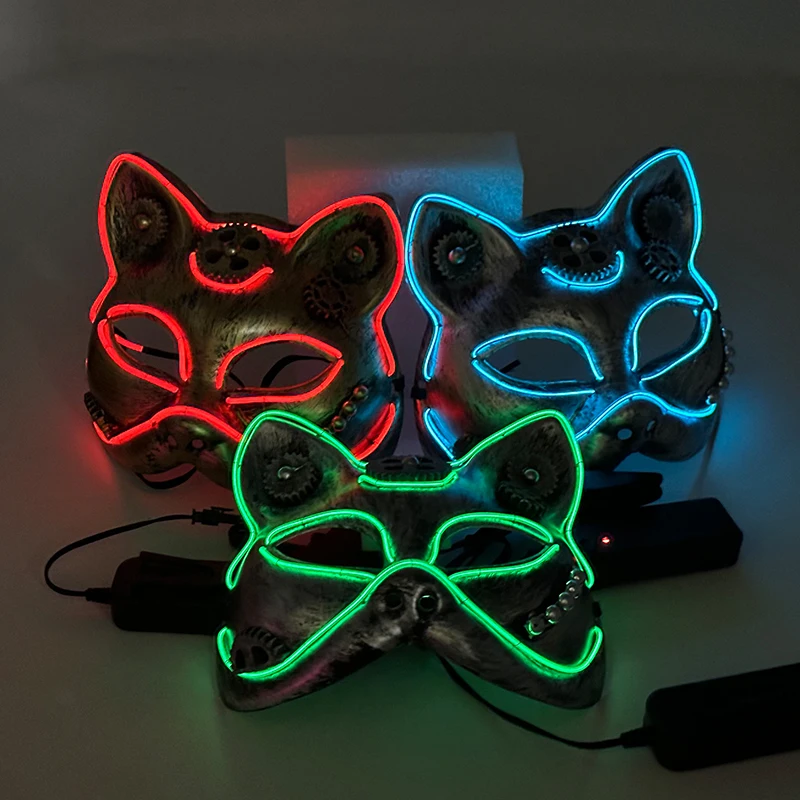 

Led Cat Masquerade Steampunk Mask Dance Masquerade Party Christmas Carnival Nightclub Show Props Luminous Steampunk Face Mask