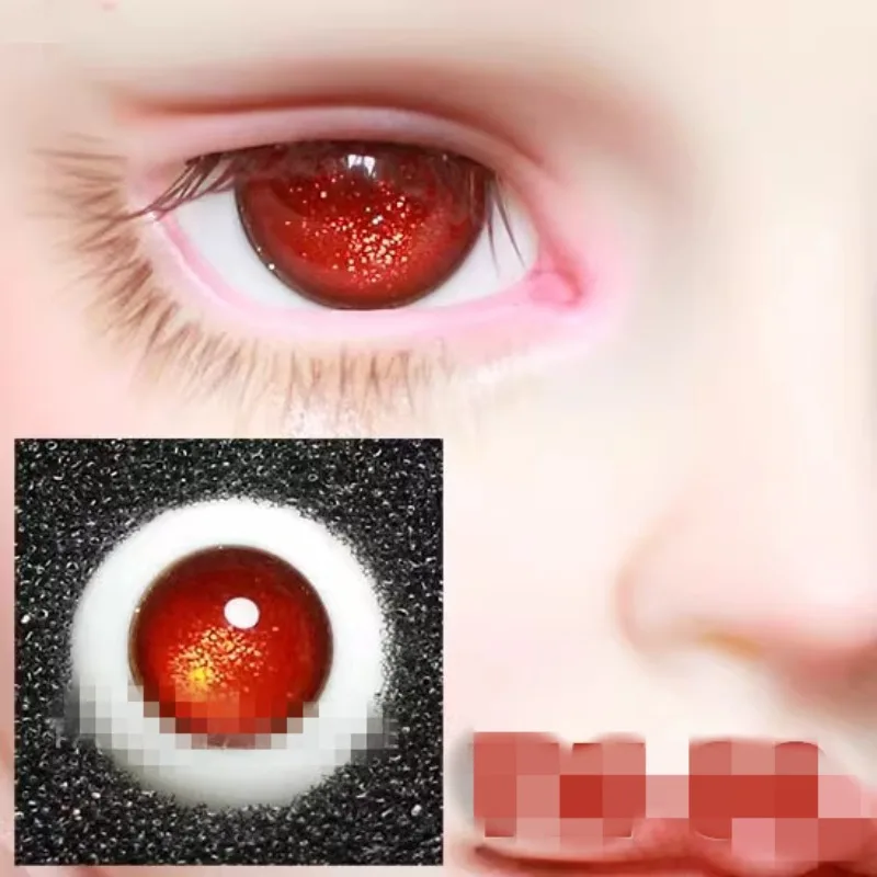 

Bjd Doll Eyes Red Layered Grain Glass Eyeball 1/6 1/4 SD.14mm 16mm Free Box Doll Accessories GA30