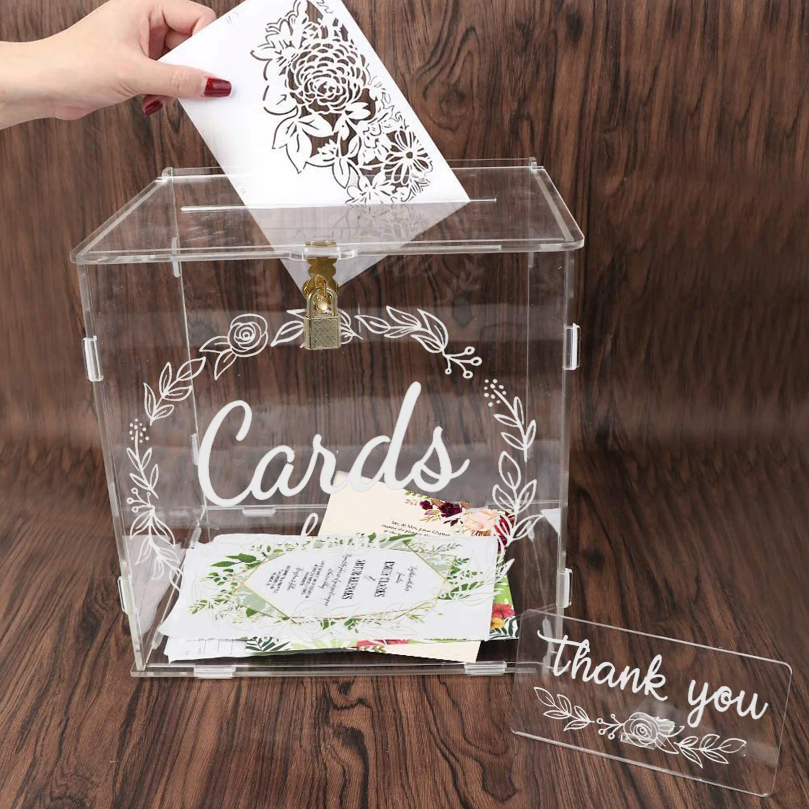 Acrylic Card Box Clear Wedding Box with Lock and Slot Sturdy