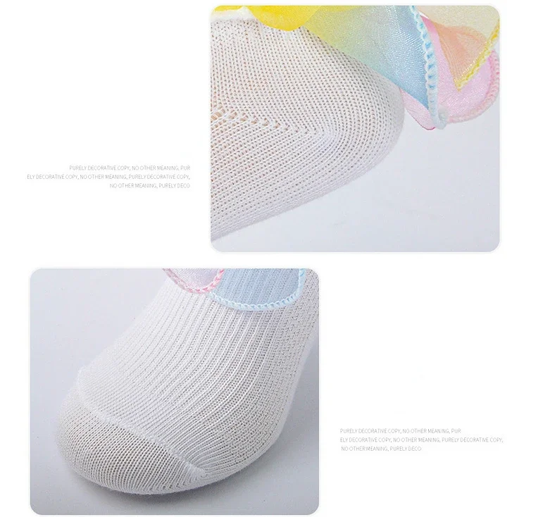 Korean Baby Girls 3D Ruffle Socks Children Multicolor Gradient Princess Students Dance Socks Kids Socks 1-10years Old