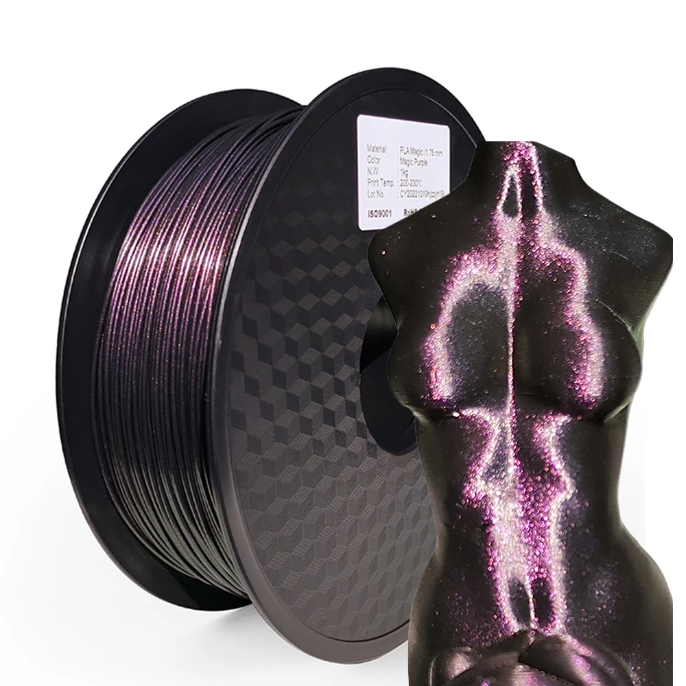 Glitter Magic 3D Printer Filament PLA 1.75mm Sublimation Products Shiny Metal-Like Material for 3d Printing