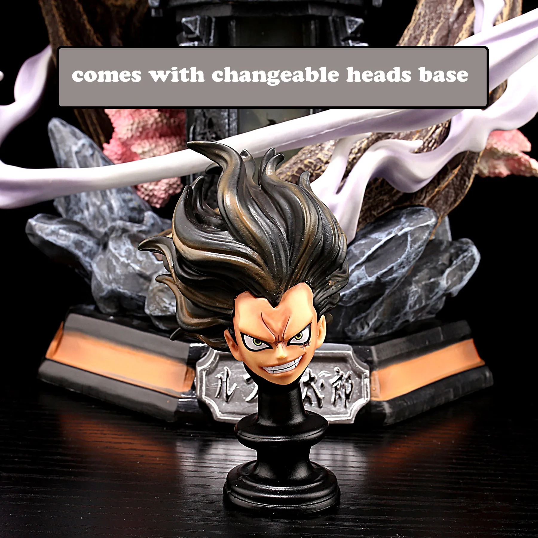 GK One Piece 26CM Anime Figure Wano Gear 4 Luffy 2 Head Pieces Statue  Figures Collectible Model Decoration Toy Christmas Gift